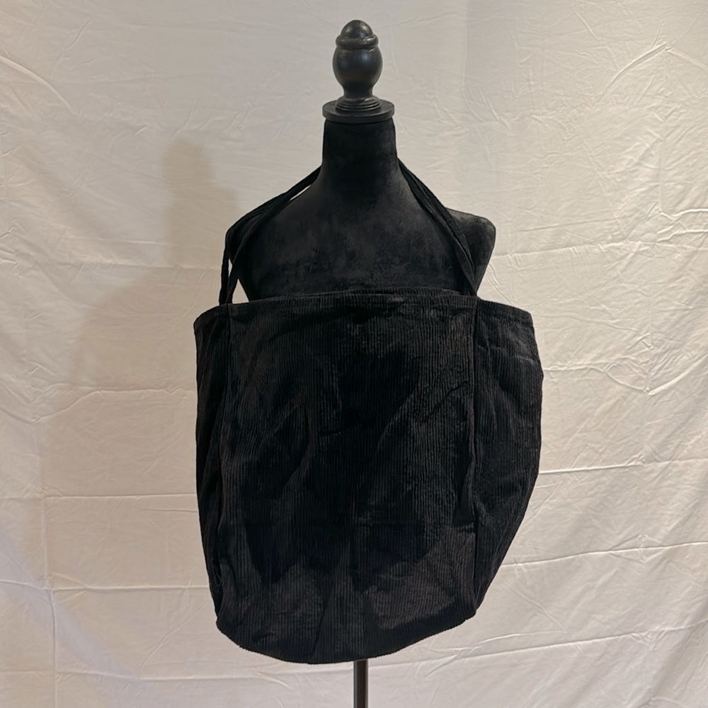 Large Black Corduroy Tote Bag